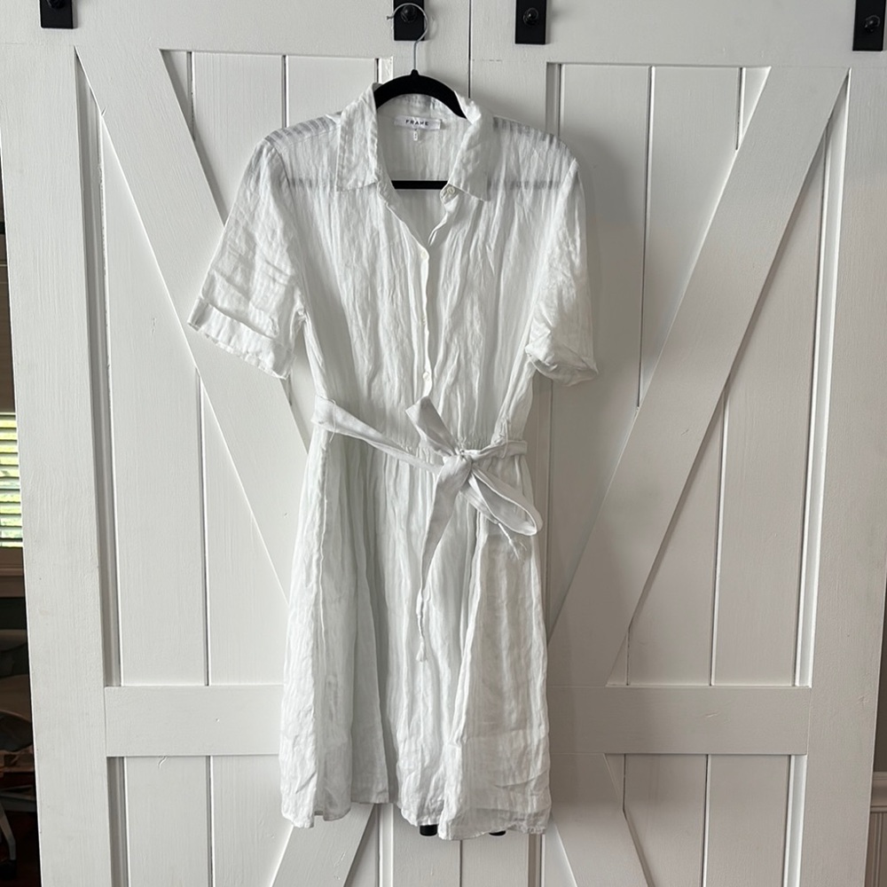 Frame Denim White Short Sleeve Dress